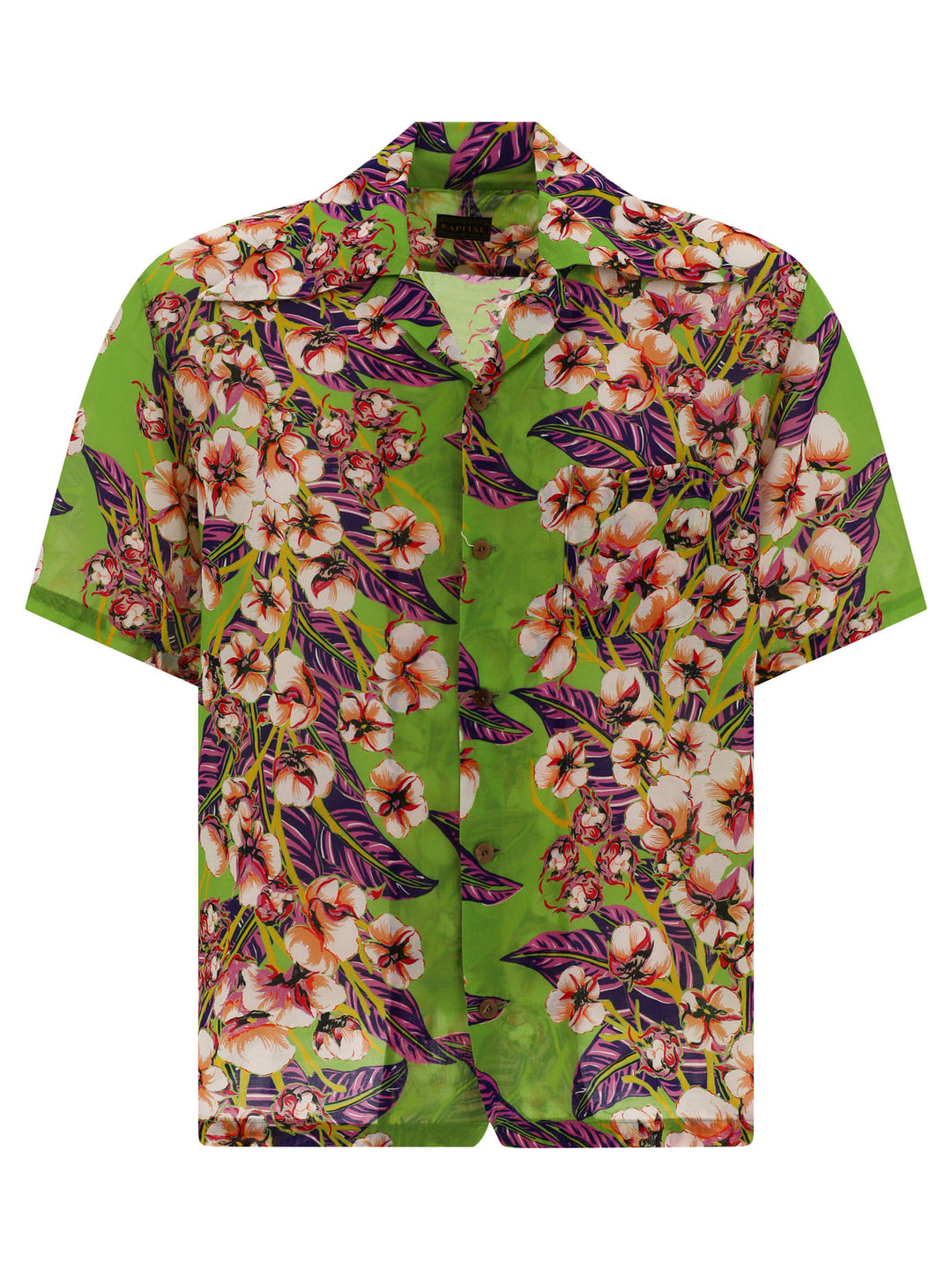 Flower Pattern Aloha Shirts Green