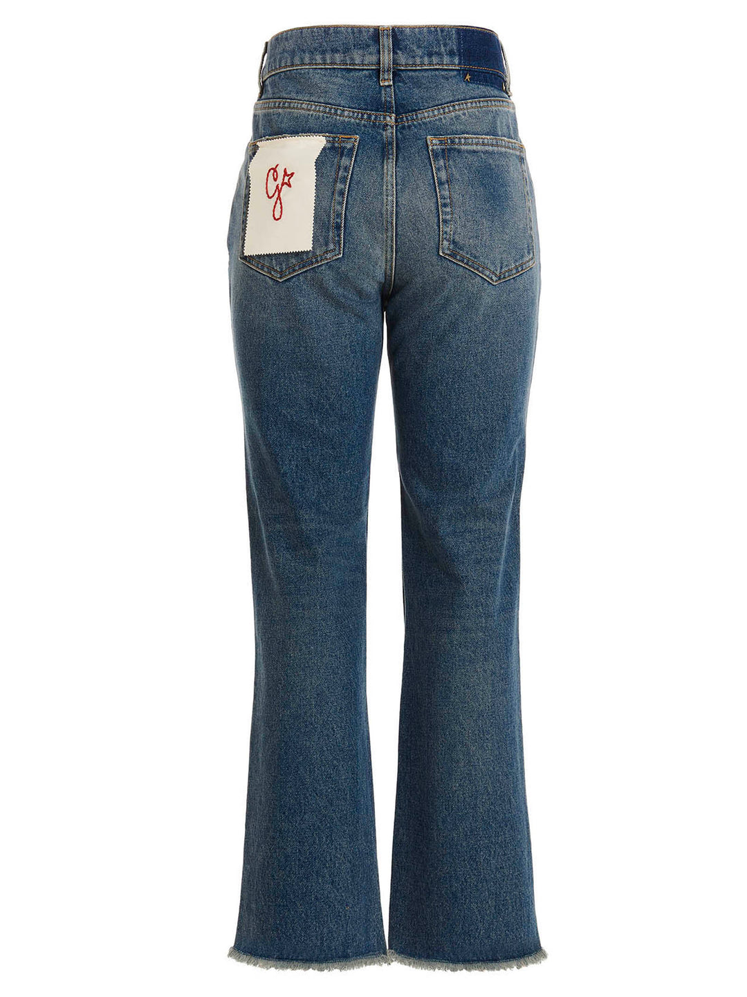 Used-Effect Hem Detail Jeans Blue