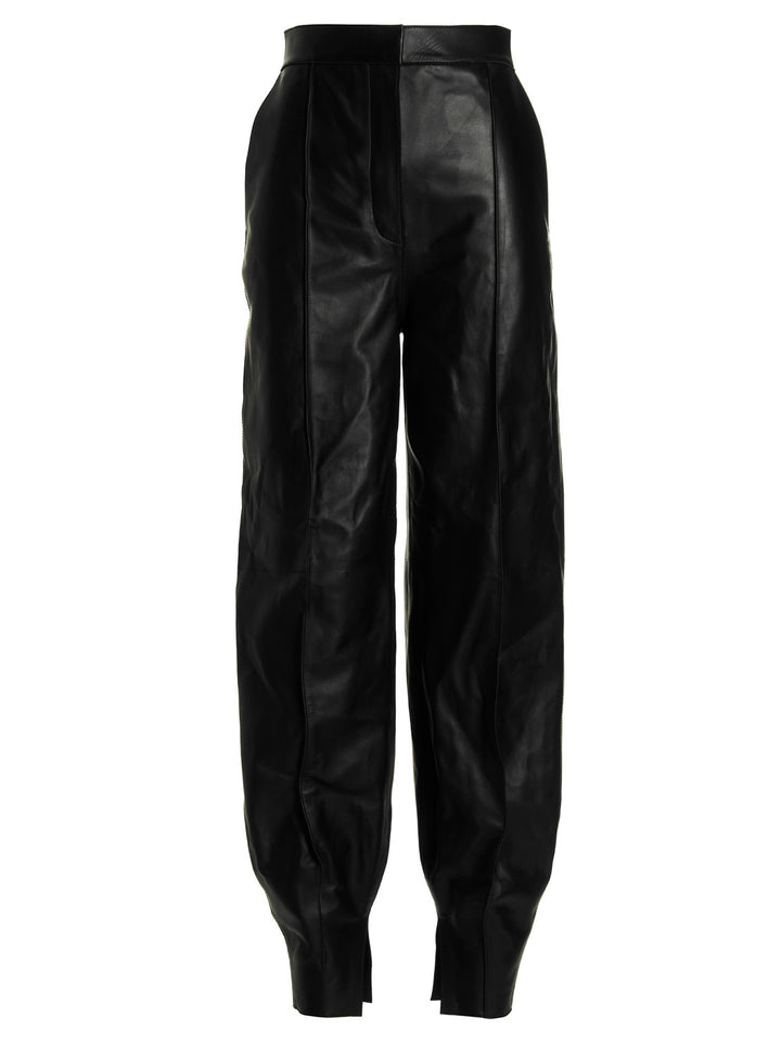 Leather Balloon-Style Pants Black