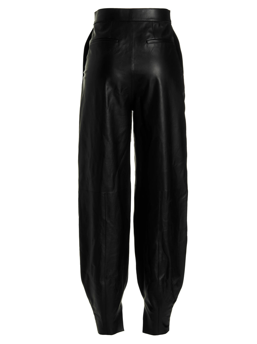 Leather Balloon-Style Pants Black