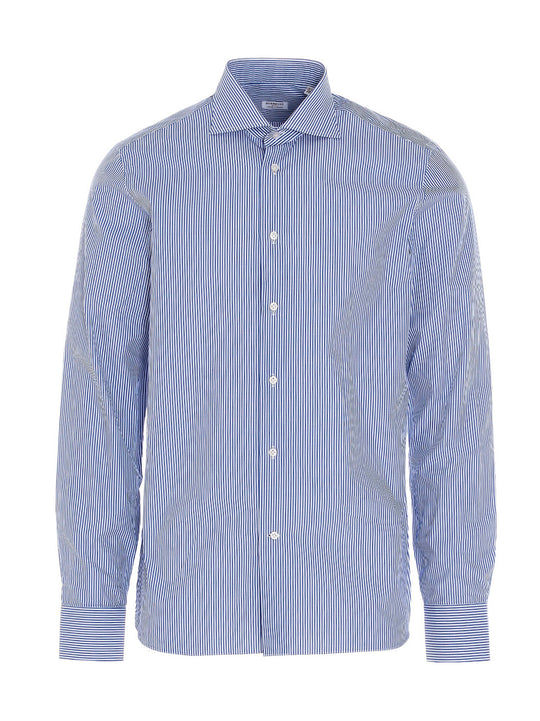 Striped Cotton Shirt Shirt And Blouse Light Blue