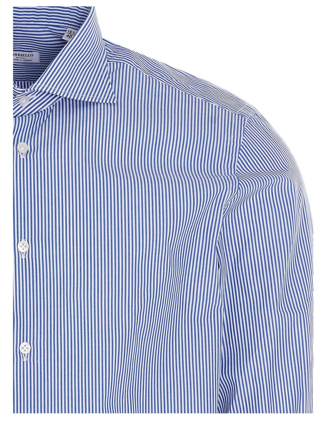 Borriello Striped Cotton Shirt Shirt and Blouse - Light Blue | 21e221e28ac216e019cb14a827a9f8ac3dd78689