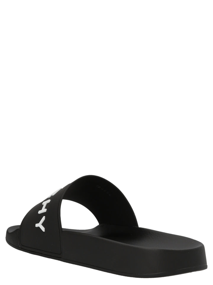 Givenchy Logo Slides Sandals - White/Black | a811a61e3c166543812d6ce3336c51e583f96e37