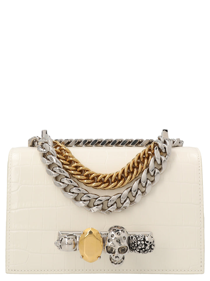 Jewelledsat Crossbody Bags White