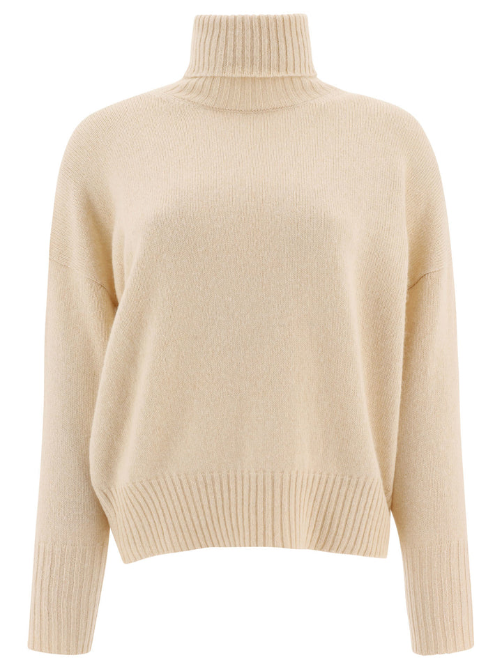 Turtleneck With Rhinestones Knitwear Beige