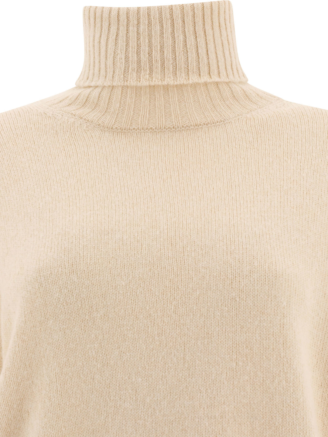 Turtleneck With Rhinestones Knitwear Beige