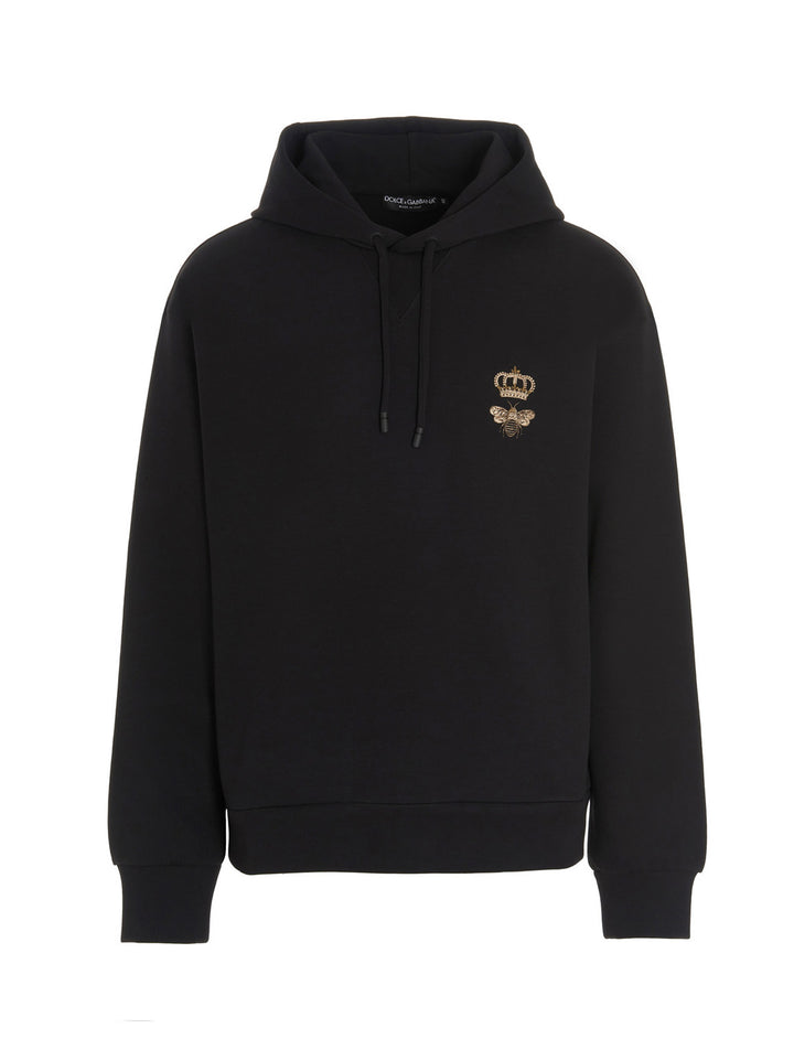 Logo Embroidery Hoodie Sweatshirt Black