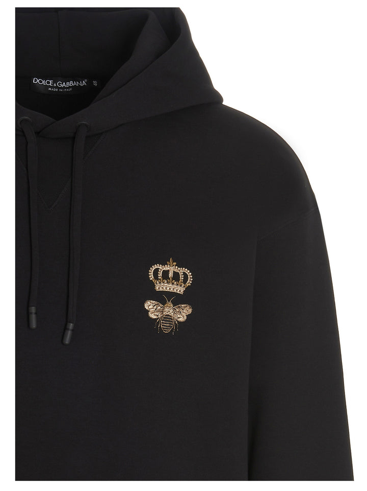 Logo Embroidery Hoodie Sweatshirt Black