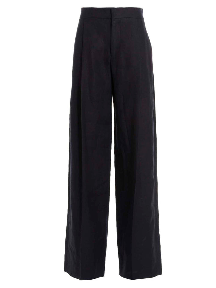 Chloé Linen  With Front Pleats Pants - Blue | 27c33b02447b75764e6aba2116411ed339960d51