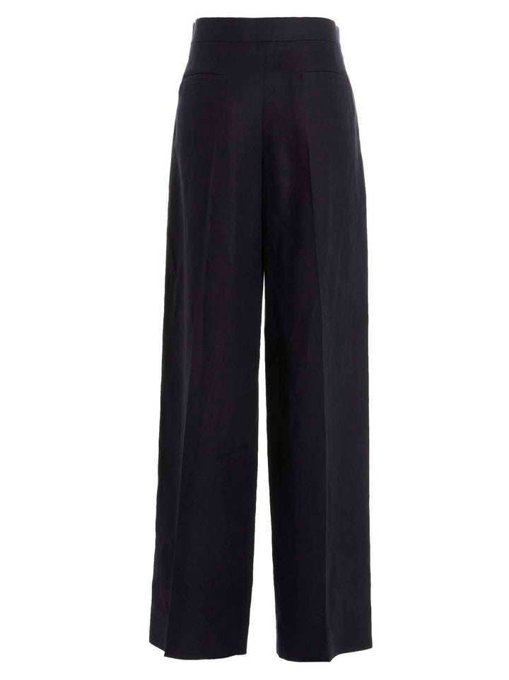 Chloé Linen  With Front Pleats Pants - Blue | 0df70c14170736ff67897a93c8ce56b2fab8492e