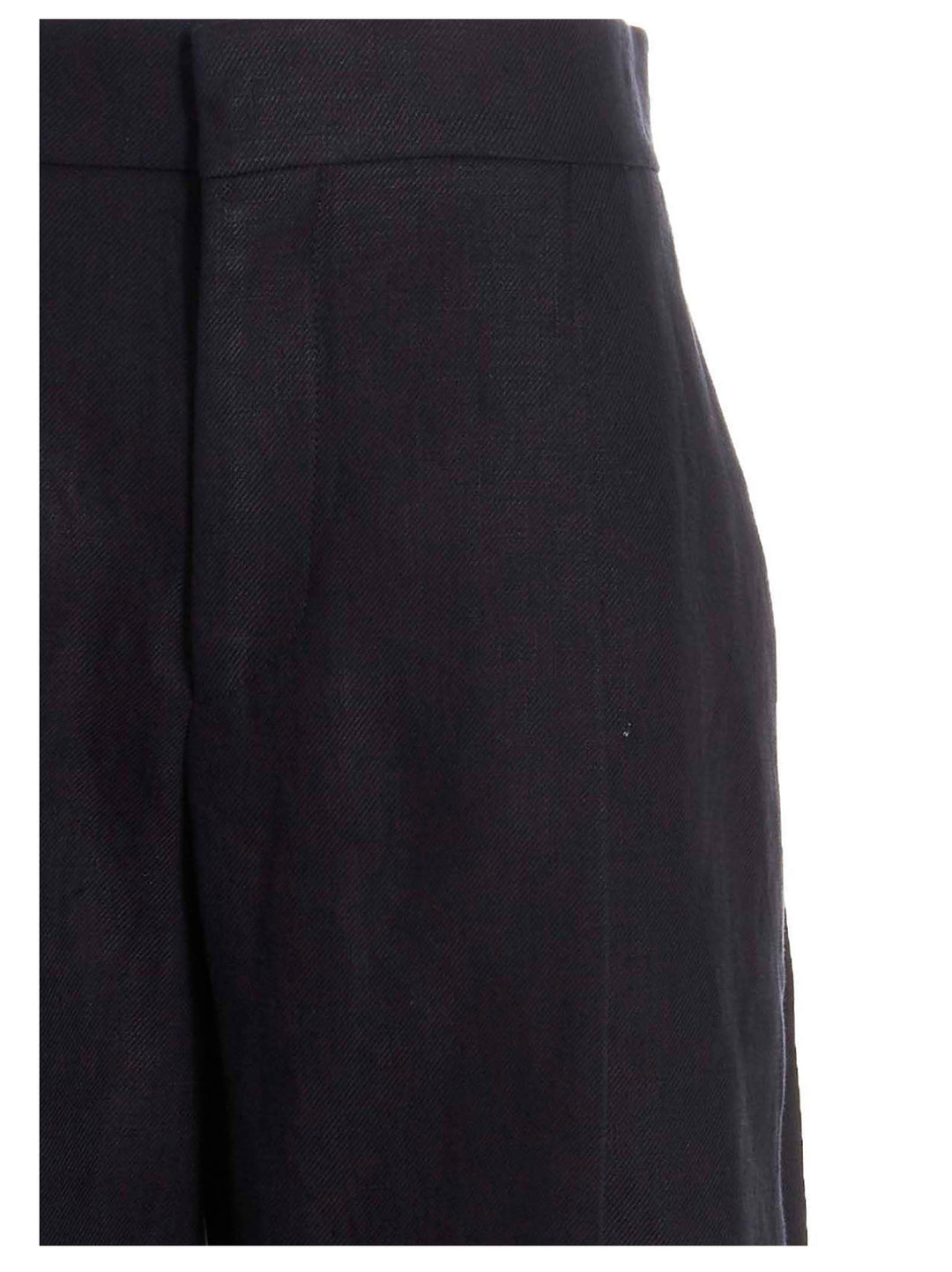 Chloé Linen  With Front Pleats Pants - Blue | 42a191190aa4daec8183fa6347d16e0136579afe