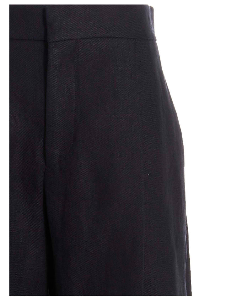 Chloé Linen  With Front Pleats Pants - Blue | 42a191190aa4daec8183fa6347d16e0136579afe