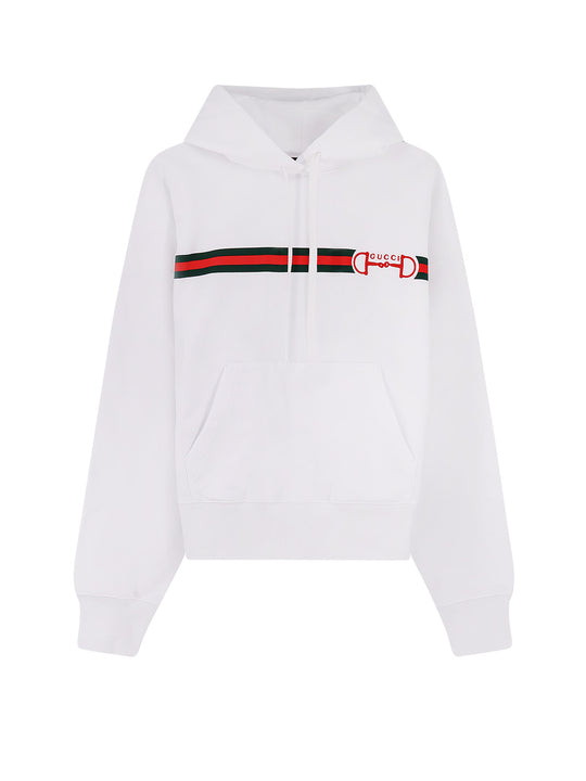 Cotton Sweatshirt With Embroidered Horsebit On The Front