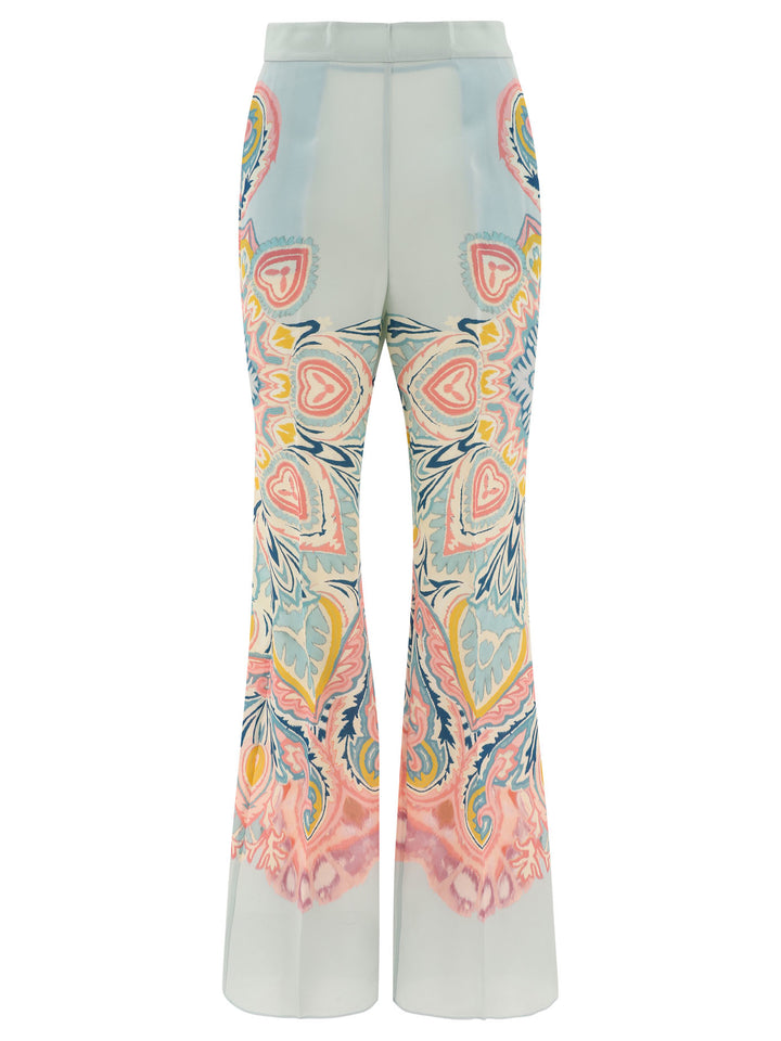 Printed Palazzo Trousers Light Blue