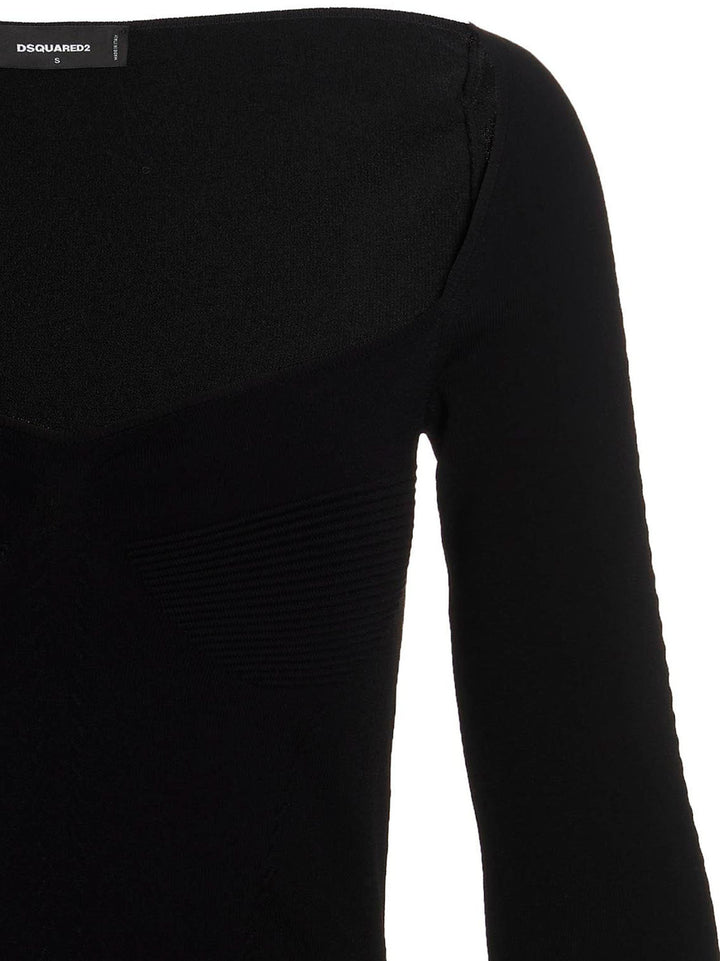 Dsquared2 Ribbed Viscose Dress Skirts - Black | 4bf5584c1eacc88b78562395d8411d9e27780a62