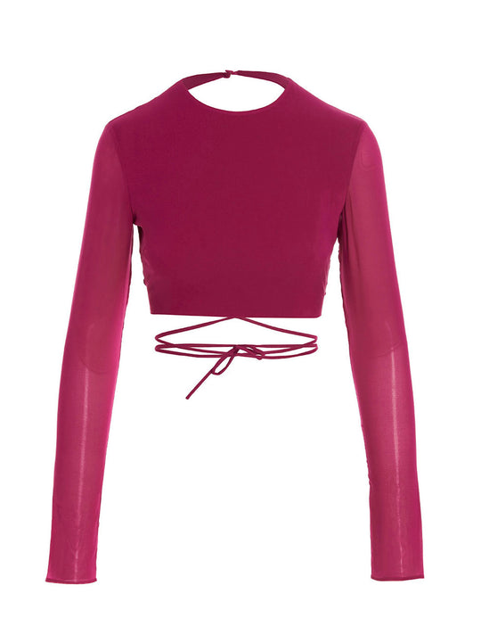 Cropped Georgette Top Tops Fuchsia