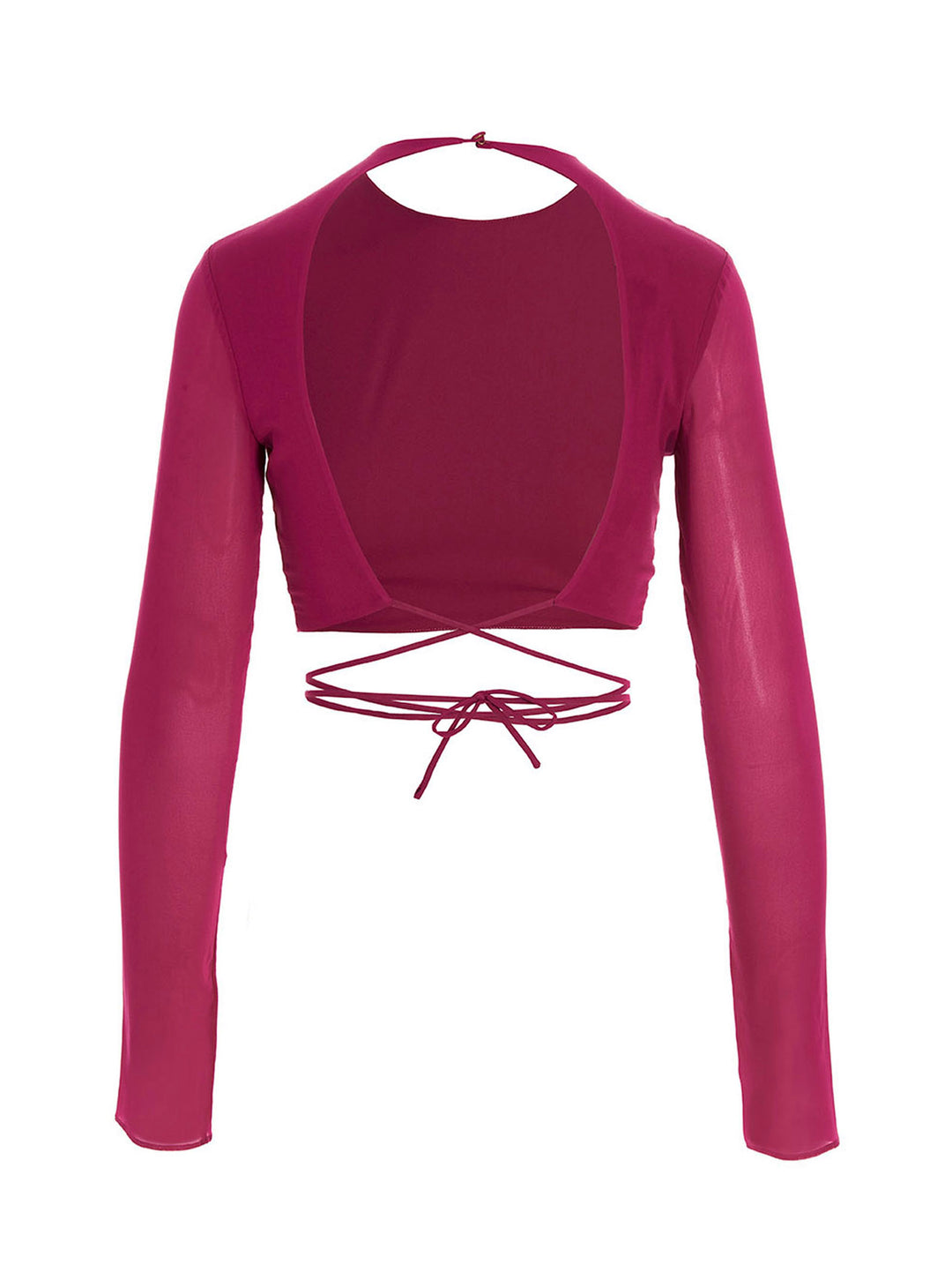 The Andamane Cropped Georgette Top Tops - Fuchsia | 400430d16acd67014d5088b89ef7373c4a63167b