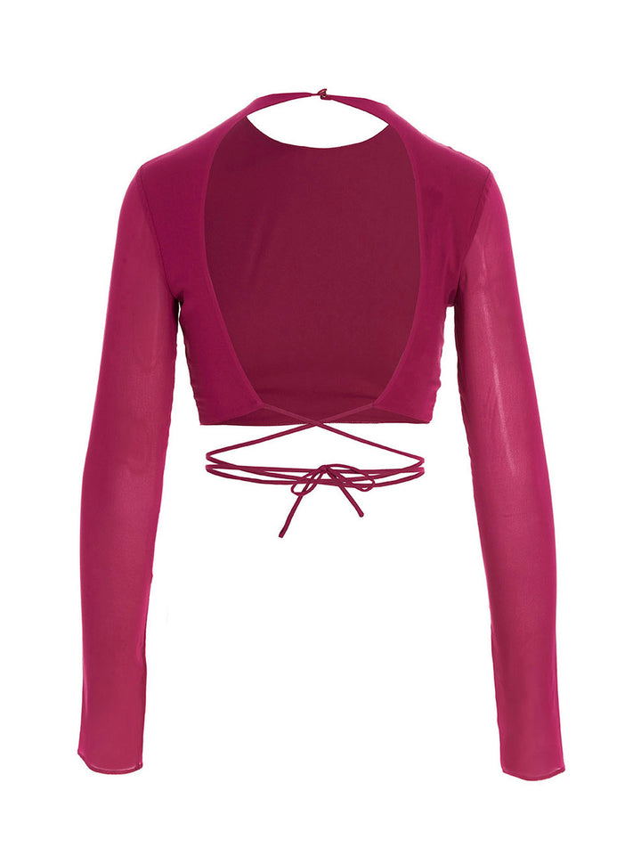 The Andamane Cropped Georgette Top Tops - Fuchsia | 400430d16acd67014d5088b89ef7373c4a63167b