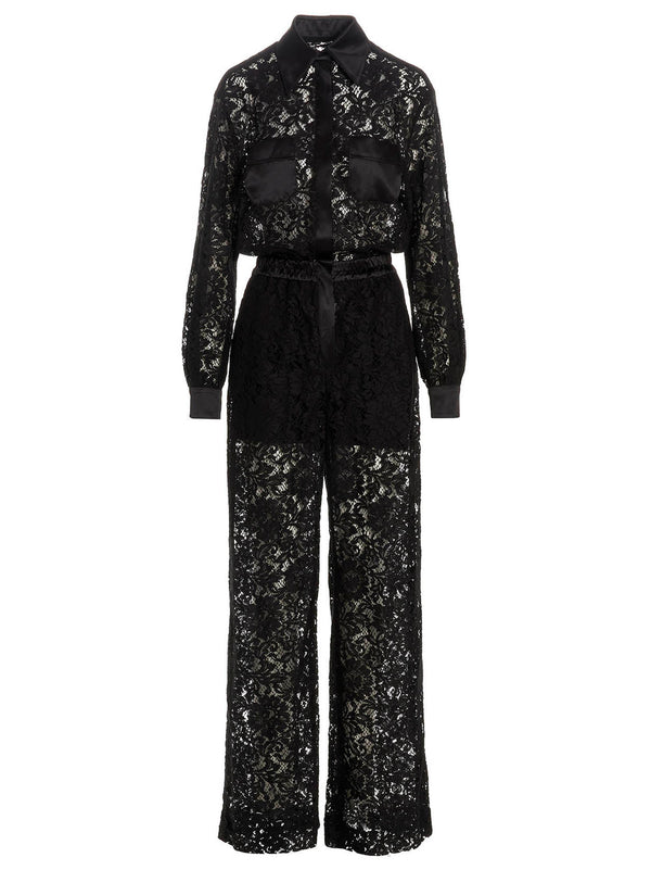 Cord Lace One-Length Bodysuit Jewelry Black