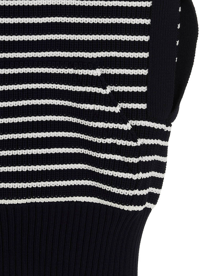 Sacai Striped Hooded Cape Capes - Blue | 63a1584a2d2cef58458bd89122ae93b45d8cc662