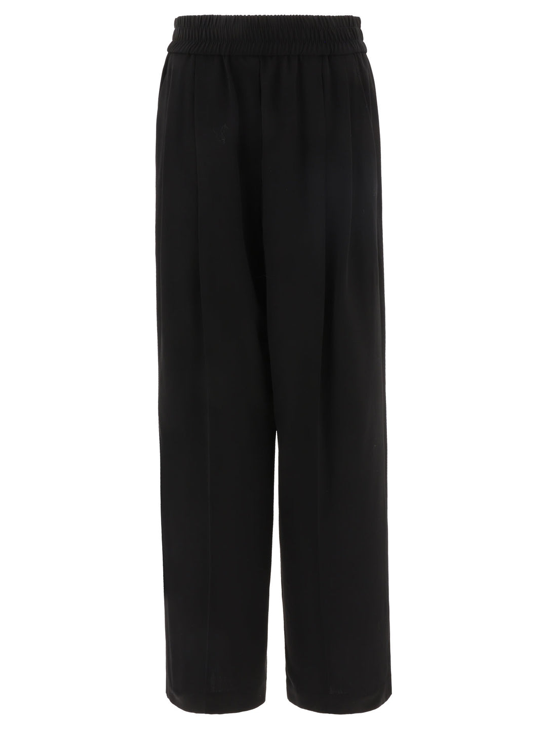 Wide  With Elasticated Waist Trousers Black