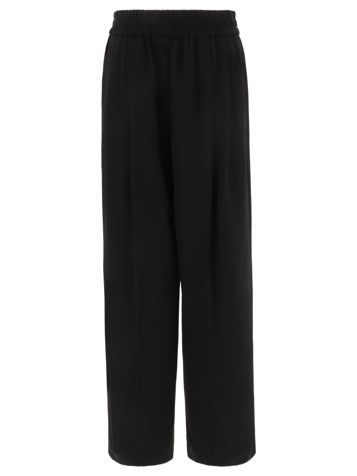 Wide  With Elasticated Waist Trousers Black