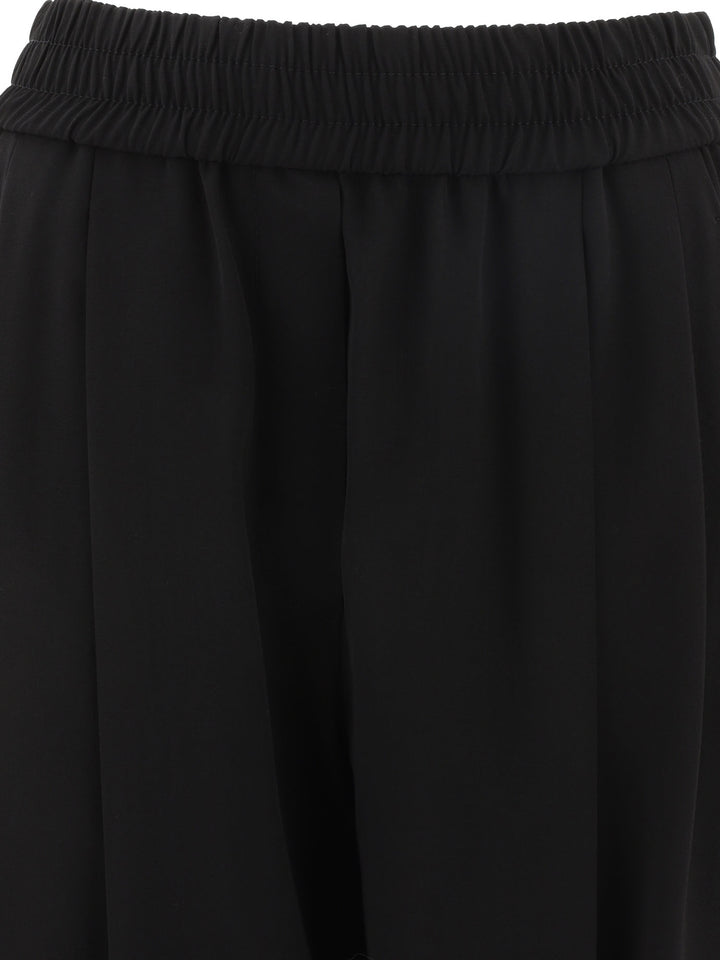 Wide  With Elasticated Waist Trousers Black