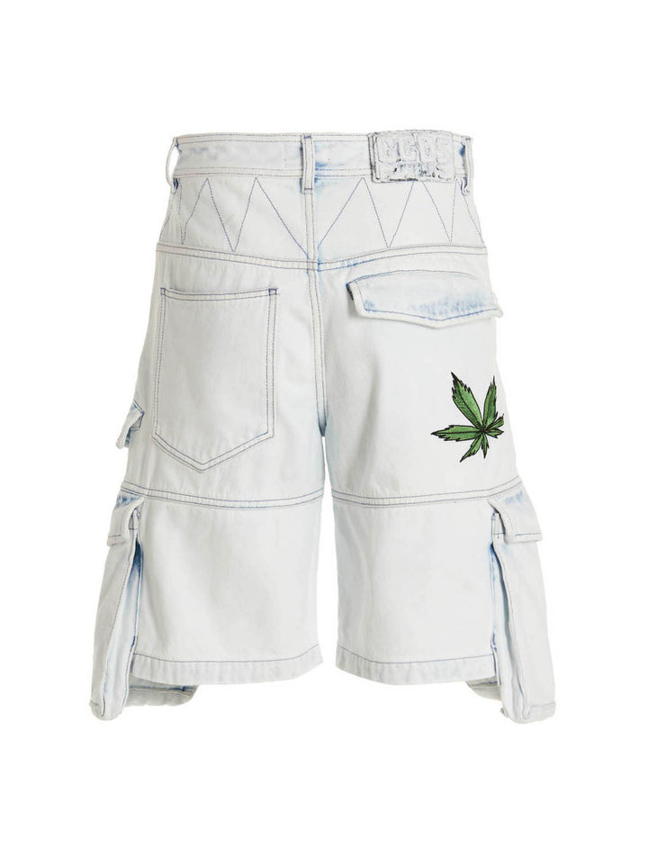 Gcds Bleached Embroidered Ultracargo' Bermuda Shorts Bermuda and Short - Light Blue | 7051386f0f73cec8d3c5aa5dbc0d0036c44e09fe