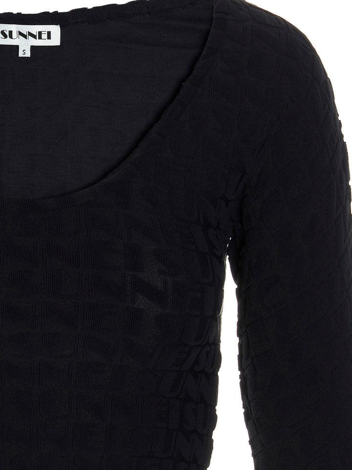 Sunnei All-Over Logo Top Tops - Blue | bab49be4c5964703acfbb822a4ca7aaf7db6dbc5