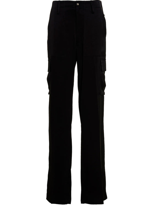Satin Cargo Pants Black