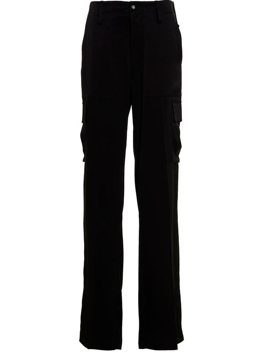 Satin Cargo Pants Black