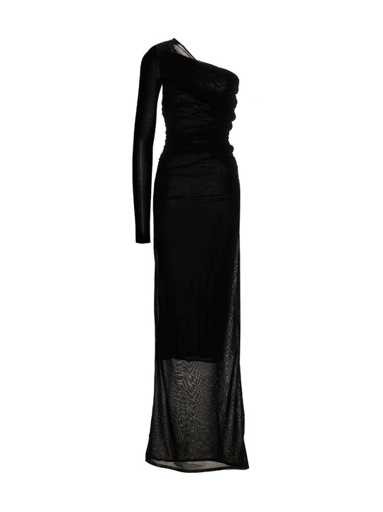 Draped Long Dress Dresses Black