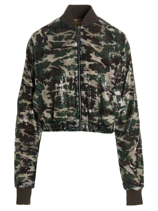 Sequin Bomber Jacket Puffer Jackets Green