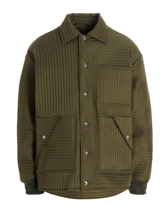 Chore Quilted Stripes Casual Jackets And Parka Green