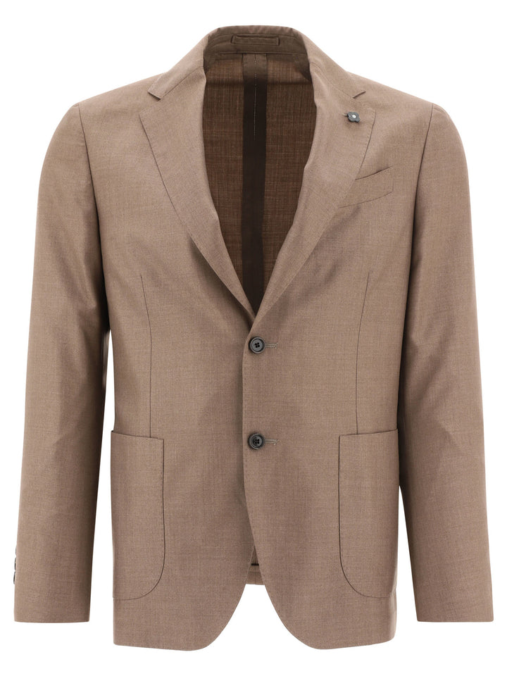 Single-Breasted Blazer With Pocket Jackets Beige