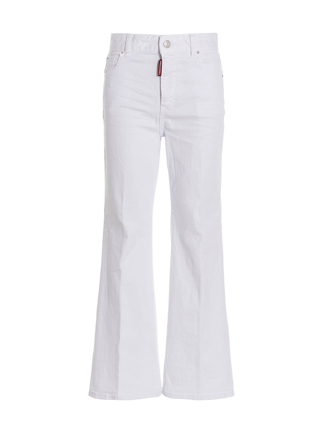 Dsquared2 Super Flared Cropped Jeans - White | 437123b9b5875273caed72c86681bb5f03ba6086