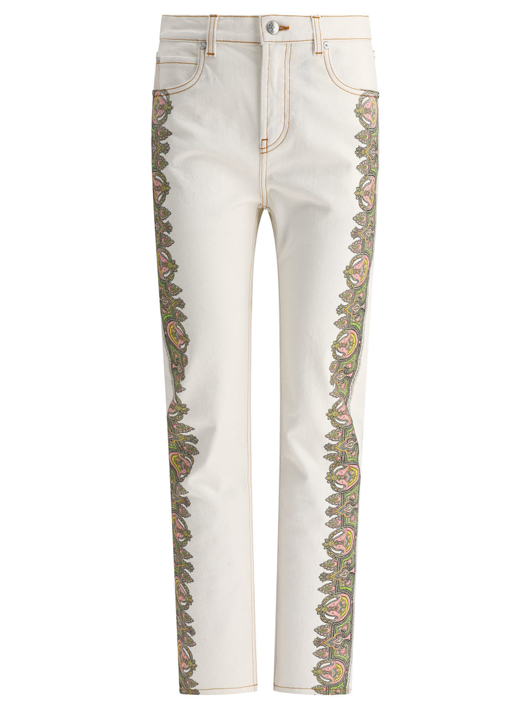 With Side Prints Jeans White