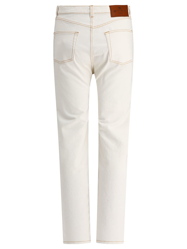 With Side Prints Jeans White