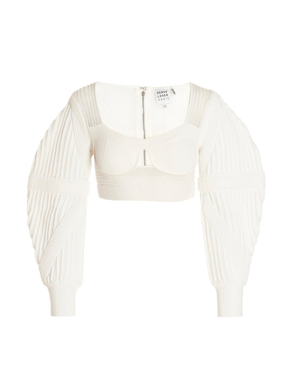 Knit Bustier Top Tops White