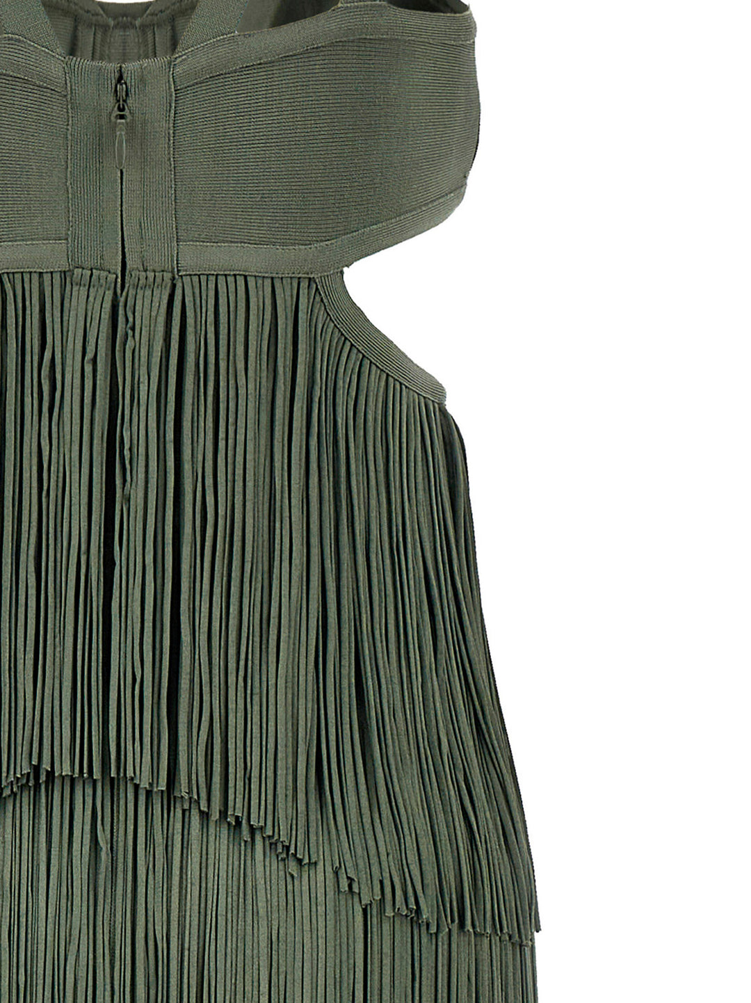 Herve Leger-Strappy Tiered Fringe Dresses Green-Dresses Herve Leger-Strappy Tiered Fringe Dresses Green-Dresses