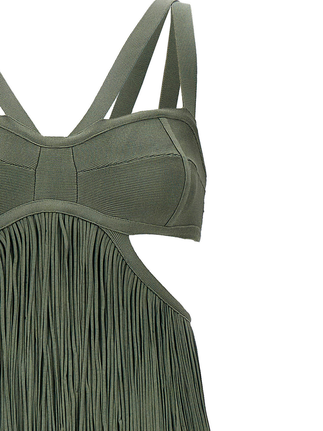Herve Leger-Strappy Tiered Fringe Dresses Green-Dresses Herve Leger-Strappy Tiered Fringe Dresses Green-Dresses