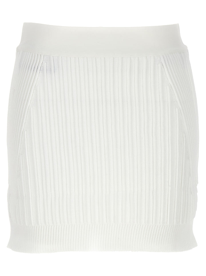Herve Leger Ottoman Low Rise Mini Skirts - White | f1f90250b31cf669af47ae0e17500af2c5a0f0c8