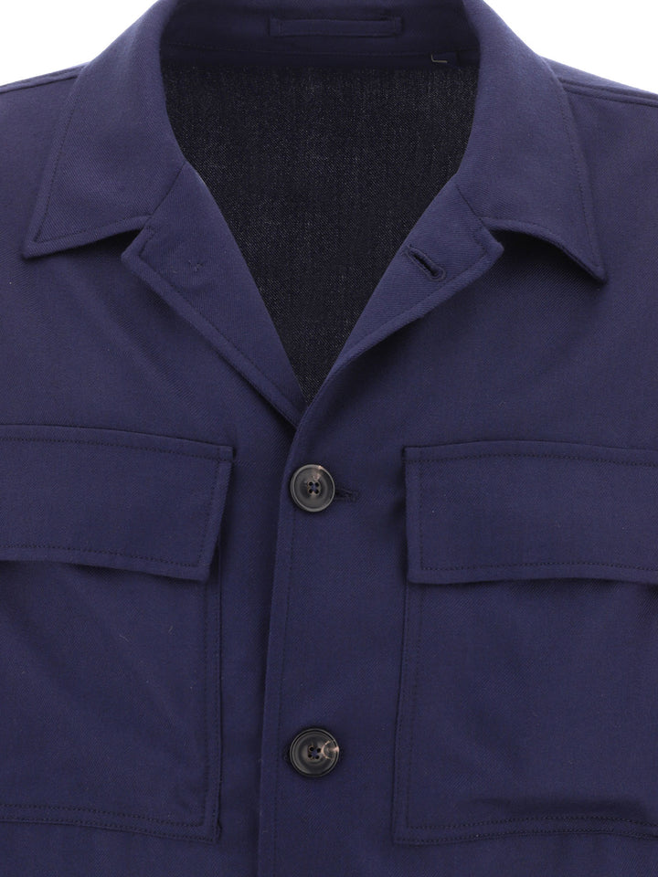 Overshirt With Chest Pockets Jackets Blue