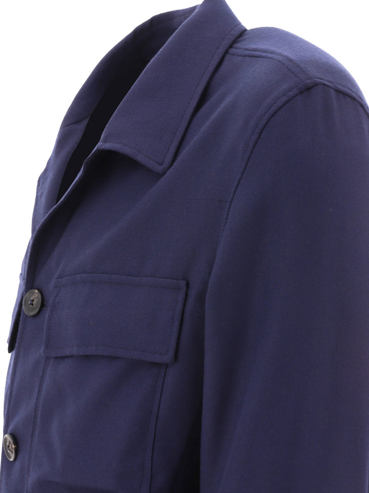 Overshirt With Chest Pockets Jackets Blue