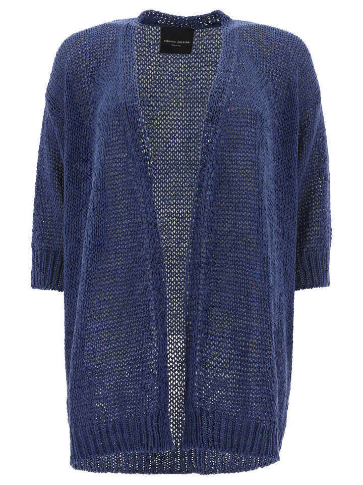 Knitted Open Cardigan Knitwear Blue