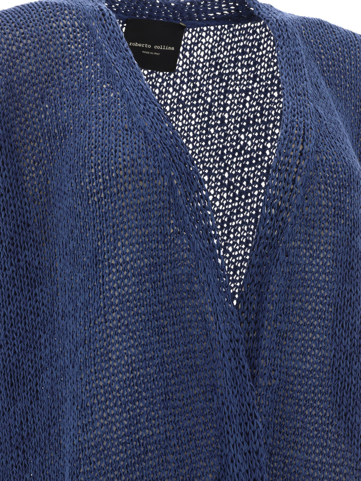 Knitted Open Cardigan Knitwear Blue