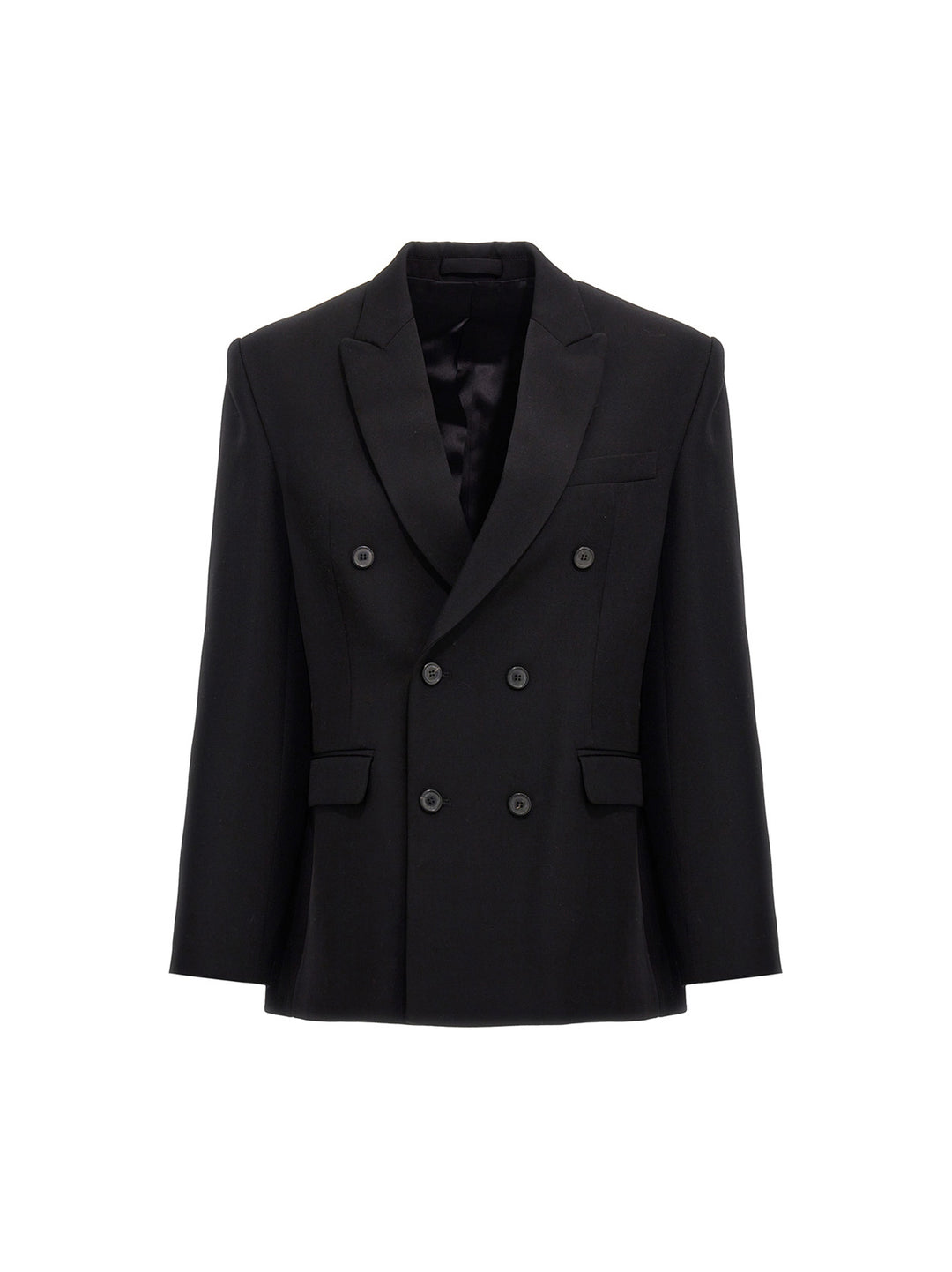 Wool Double Breast Blazer Jacket Blazer And Suits Black