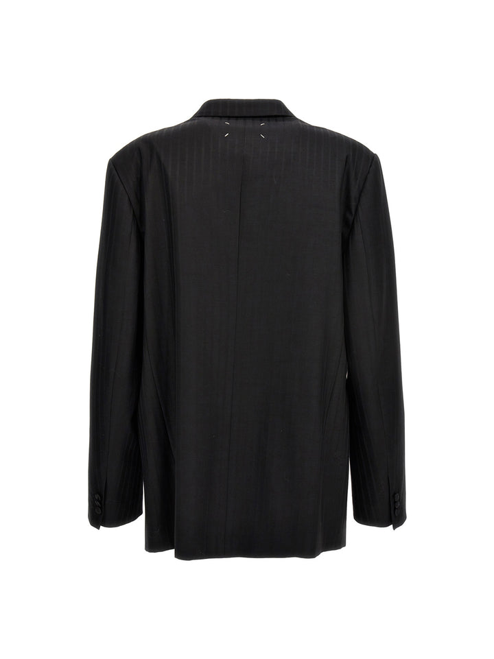 Maison Margiela Striped Single Breast Blazer Jacket BlazerS - Black | a495e09f39ce688f4b7d7c68b394b0c55a07b12b