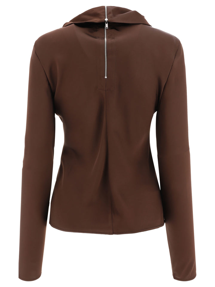 Zipped Top Tops Brown