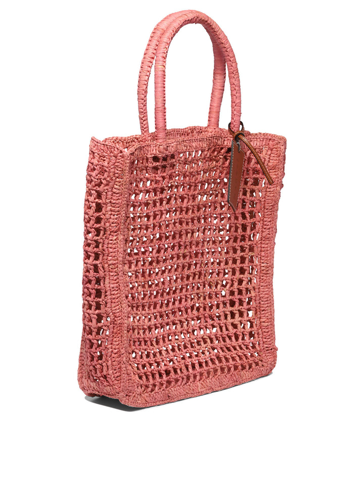 Raffia Net Handbags Pink